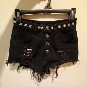 Dolls Kill - "Don't Cross Meow" Denim Shorts - XS